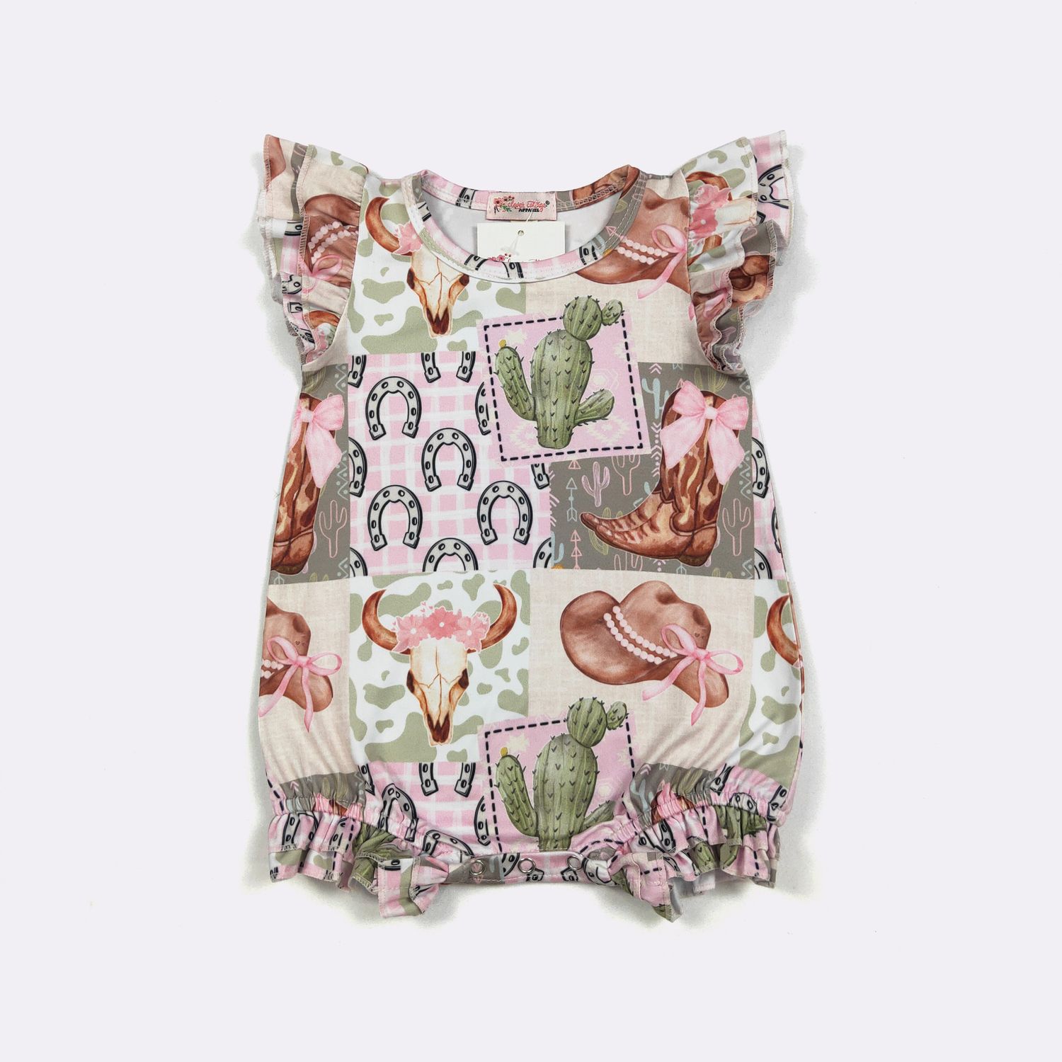 Girly Rootin' Tootin' Baby Romper