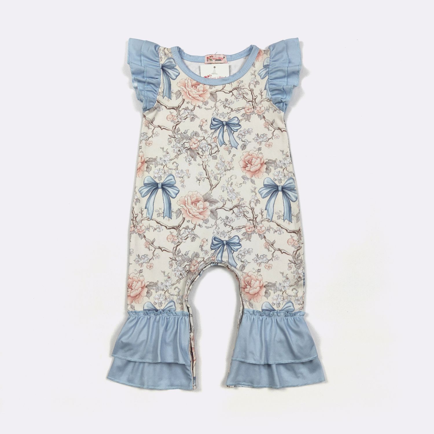 Blue Vintage Coquette Baby Romper