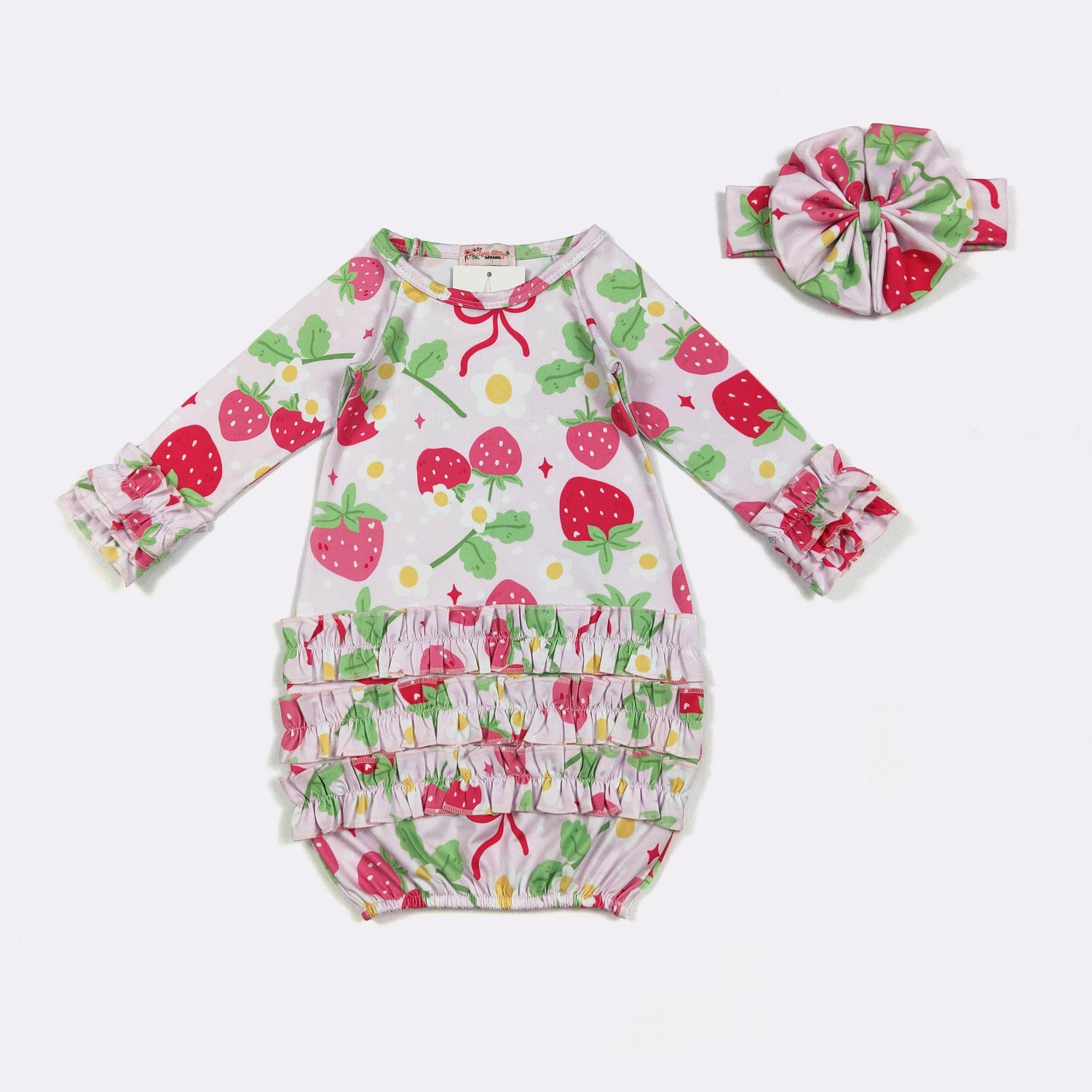 Coquette Strawberry Baby Gown