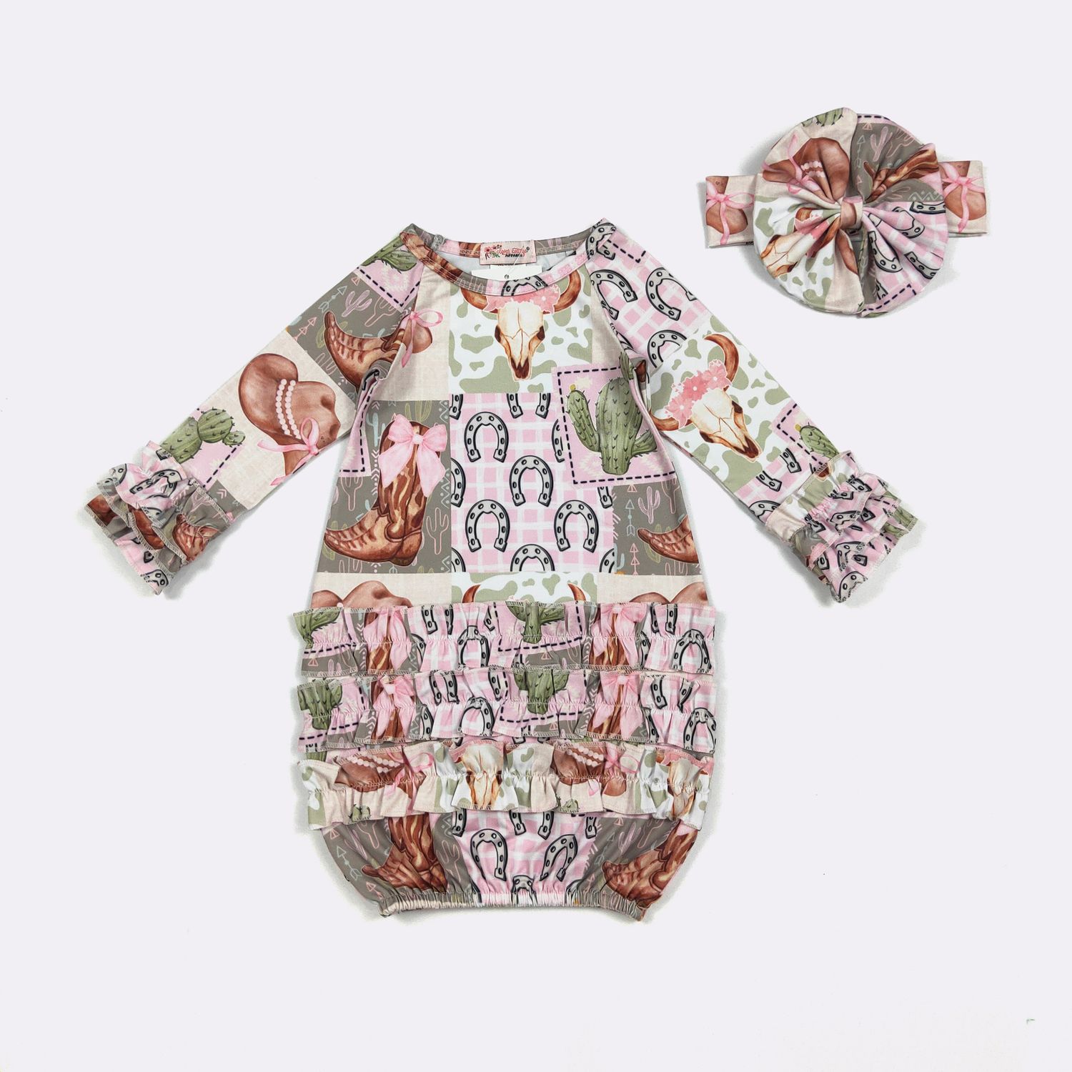 Girly Rootin' Tootin' Baby Gown