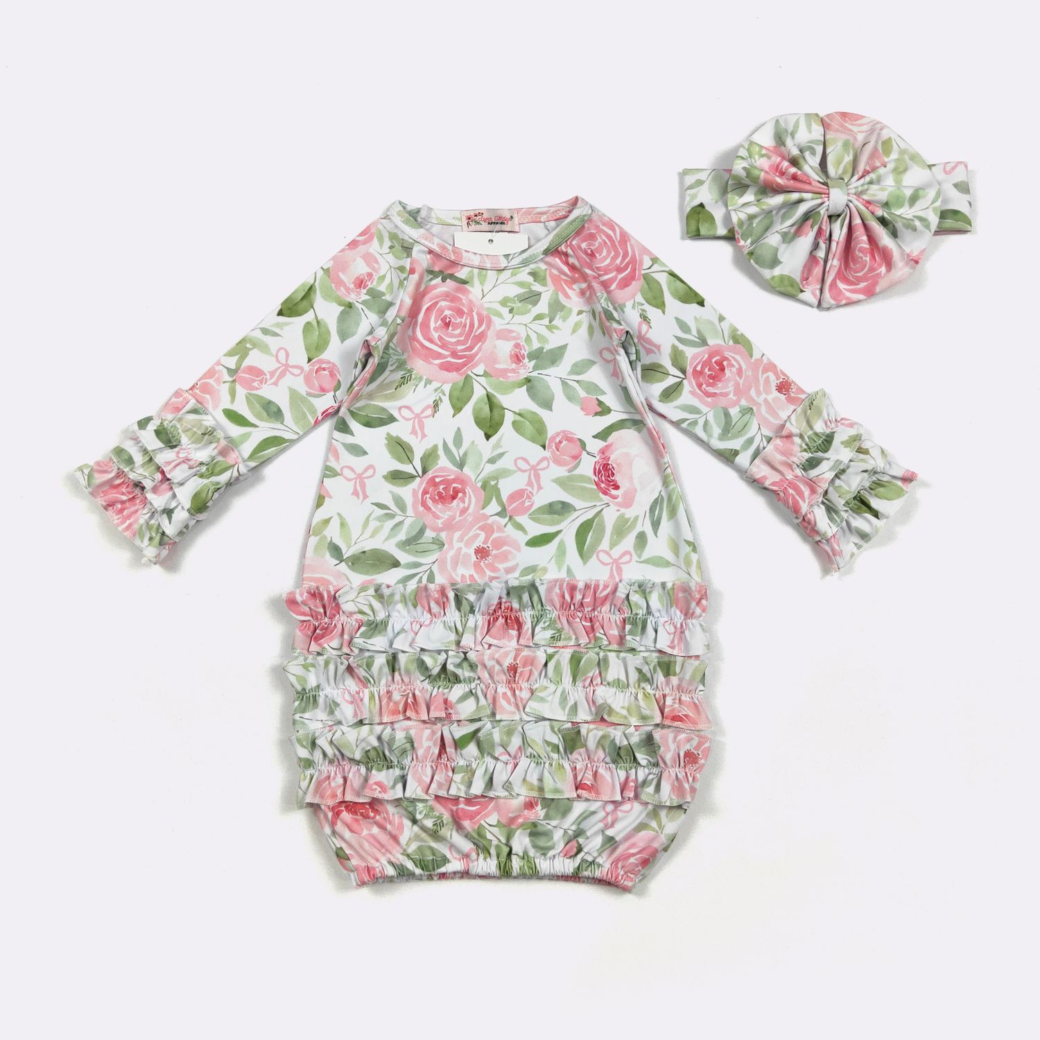 Pink Rose Blossom Baby Gown
