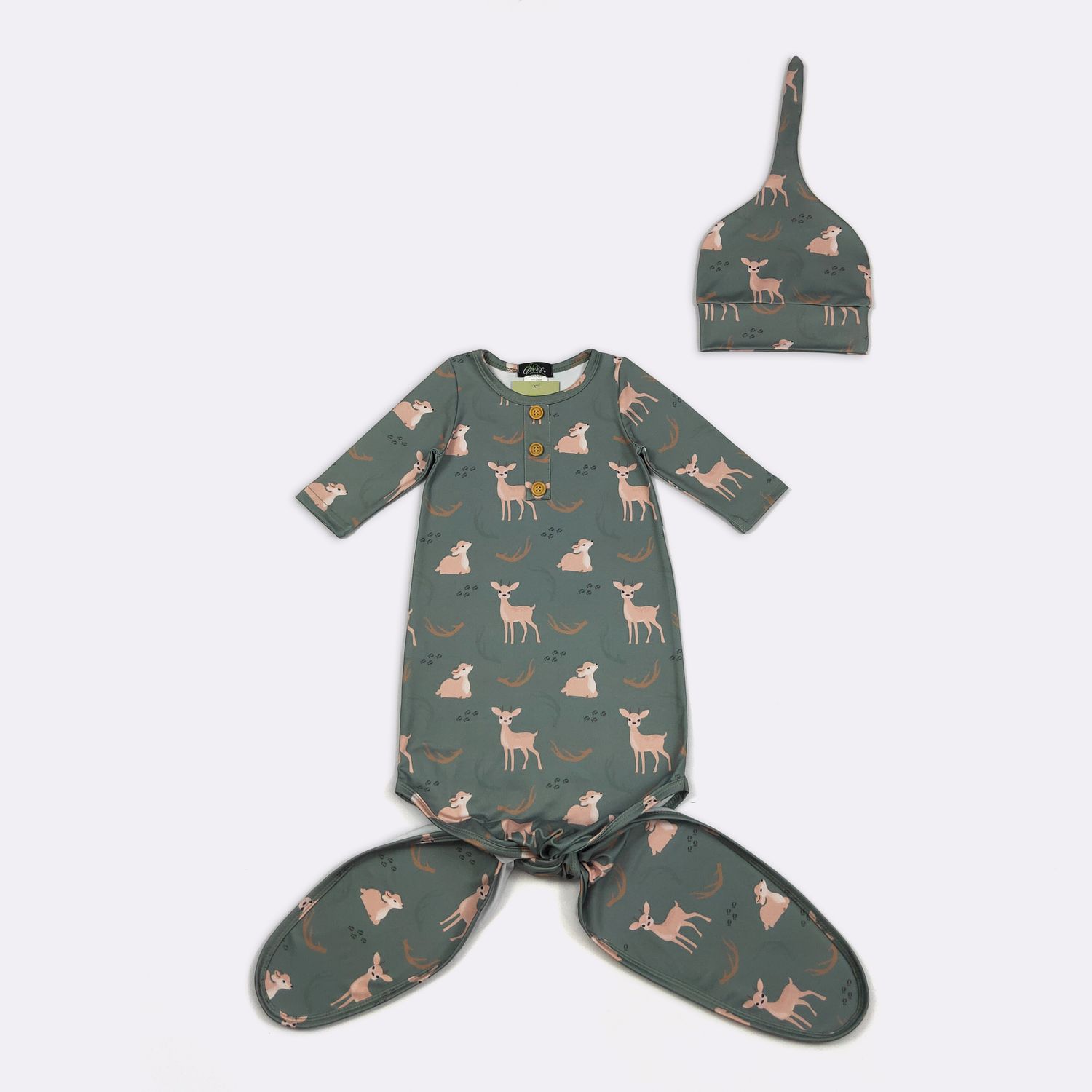 A Doe, A Deer Baby Knotted Gown