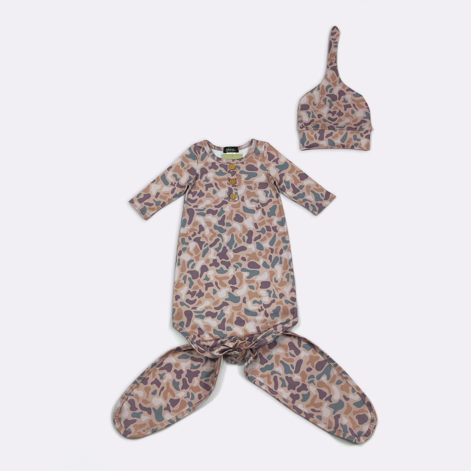 Sandy Camo Baby Knotted Gown