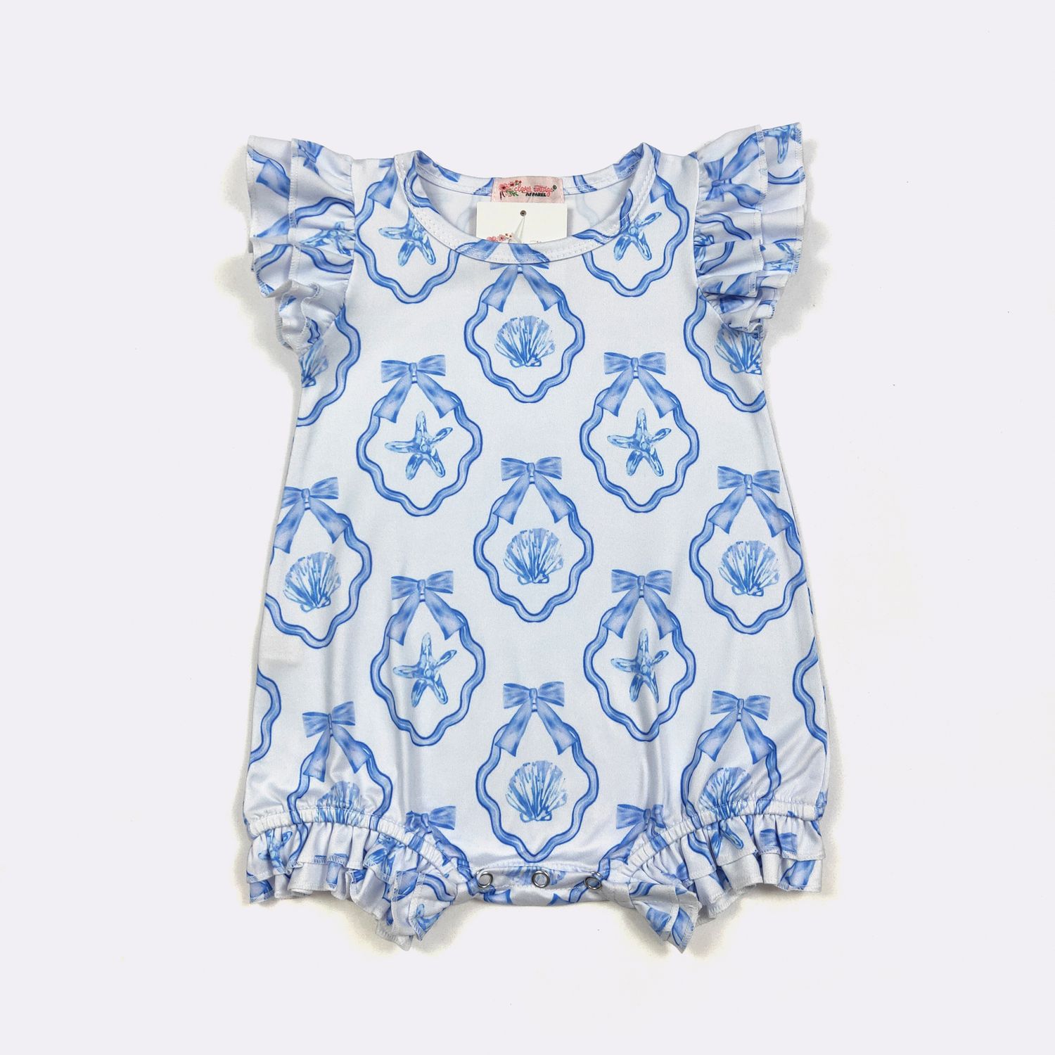 Blue Seashell Belle Baby Romper