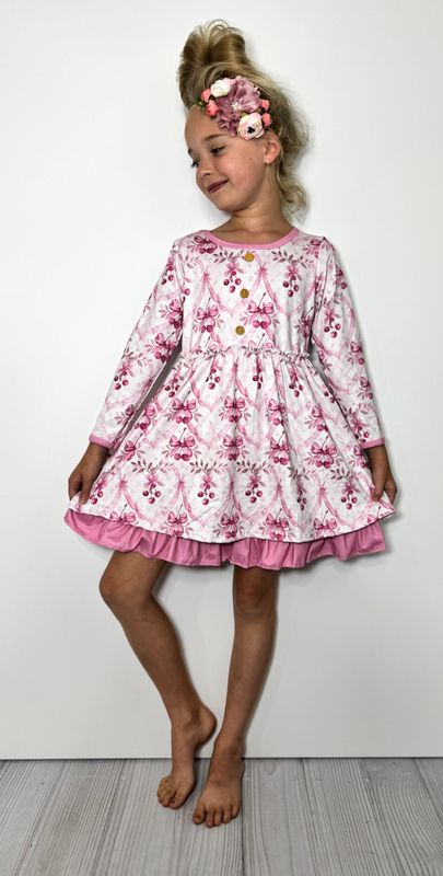 Mauve Cherries Girls Dress