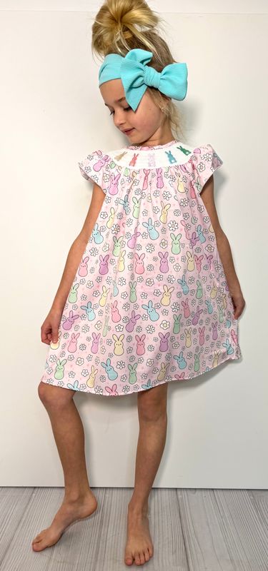 Daisy Peep Smocked Girls Dress