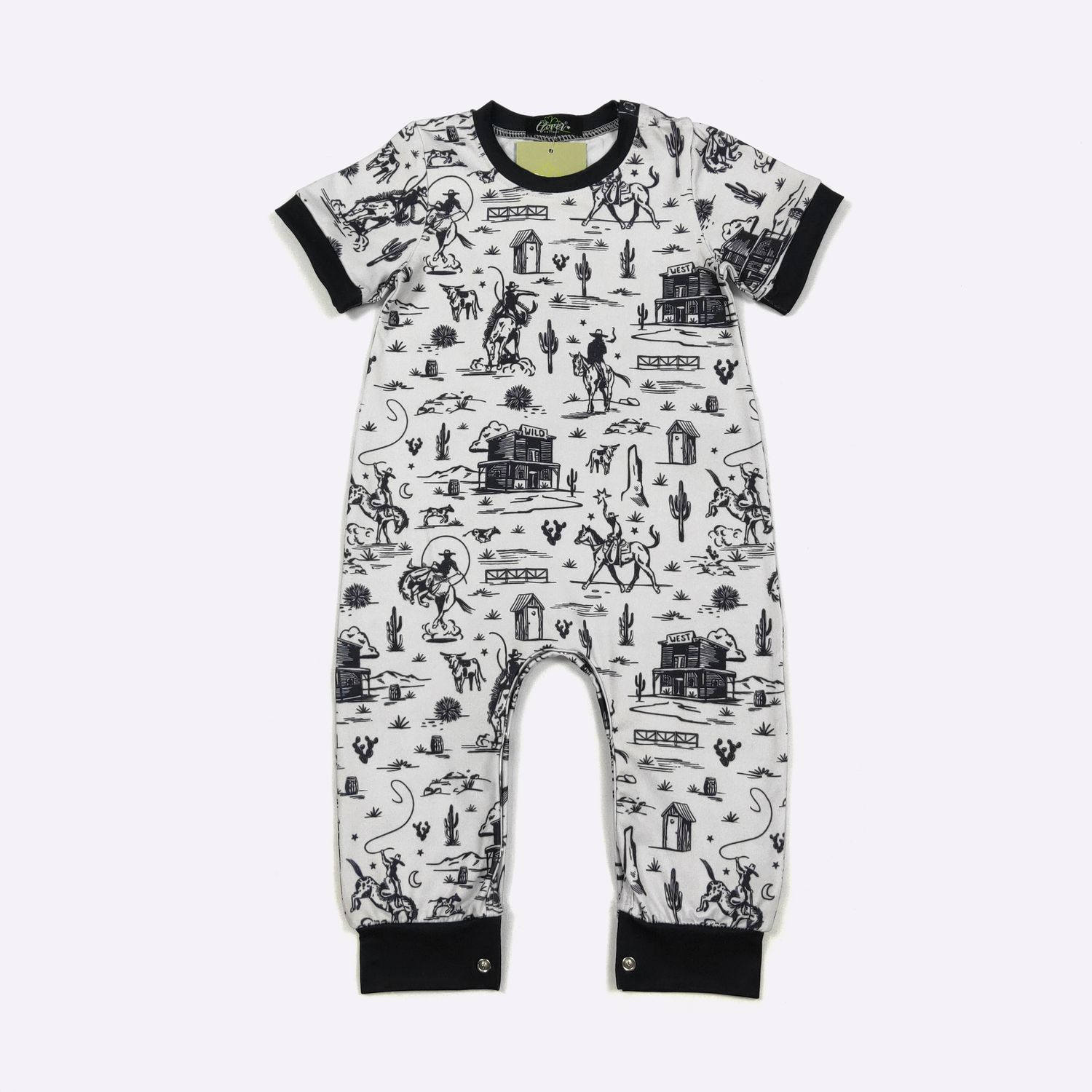Black &amp; White Western Boy Romper