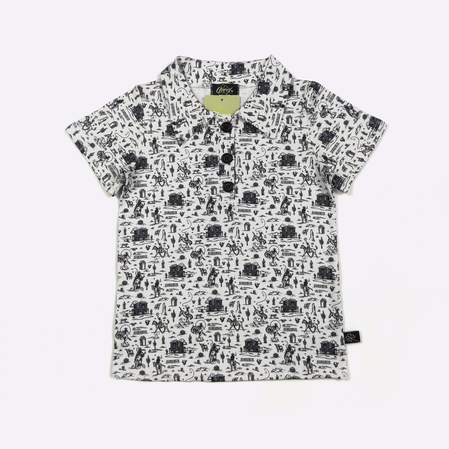 Black &amp; White Western Boy Collar Shirt