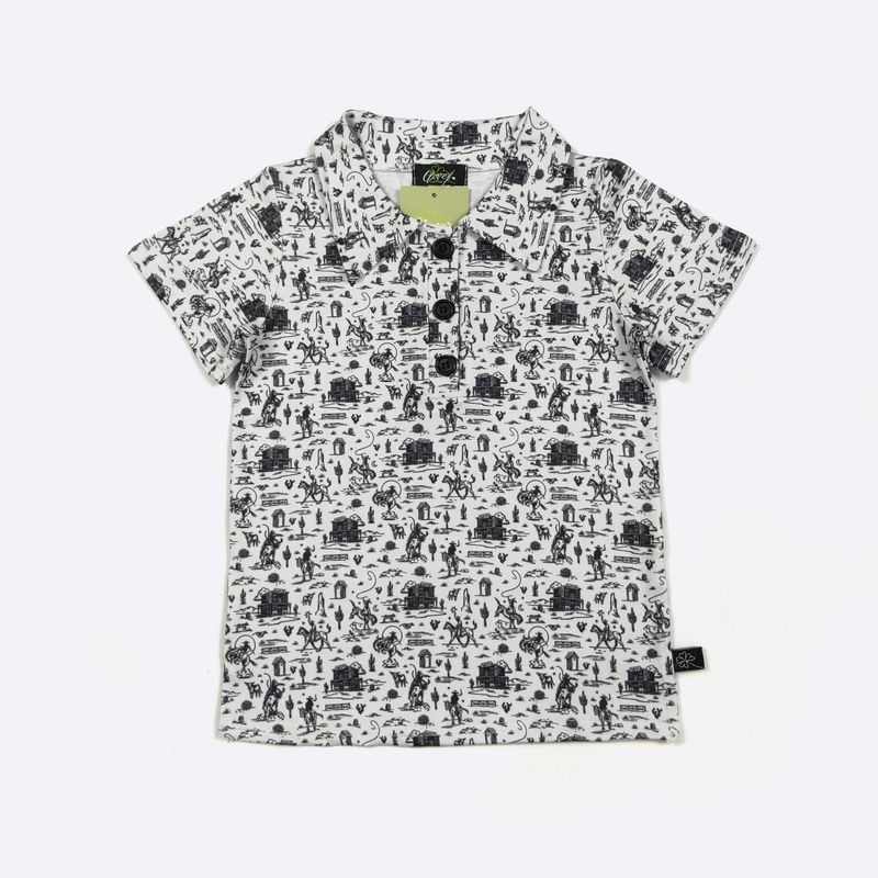 Black &amp; White Western Boy Collar Shirt