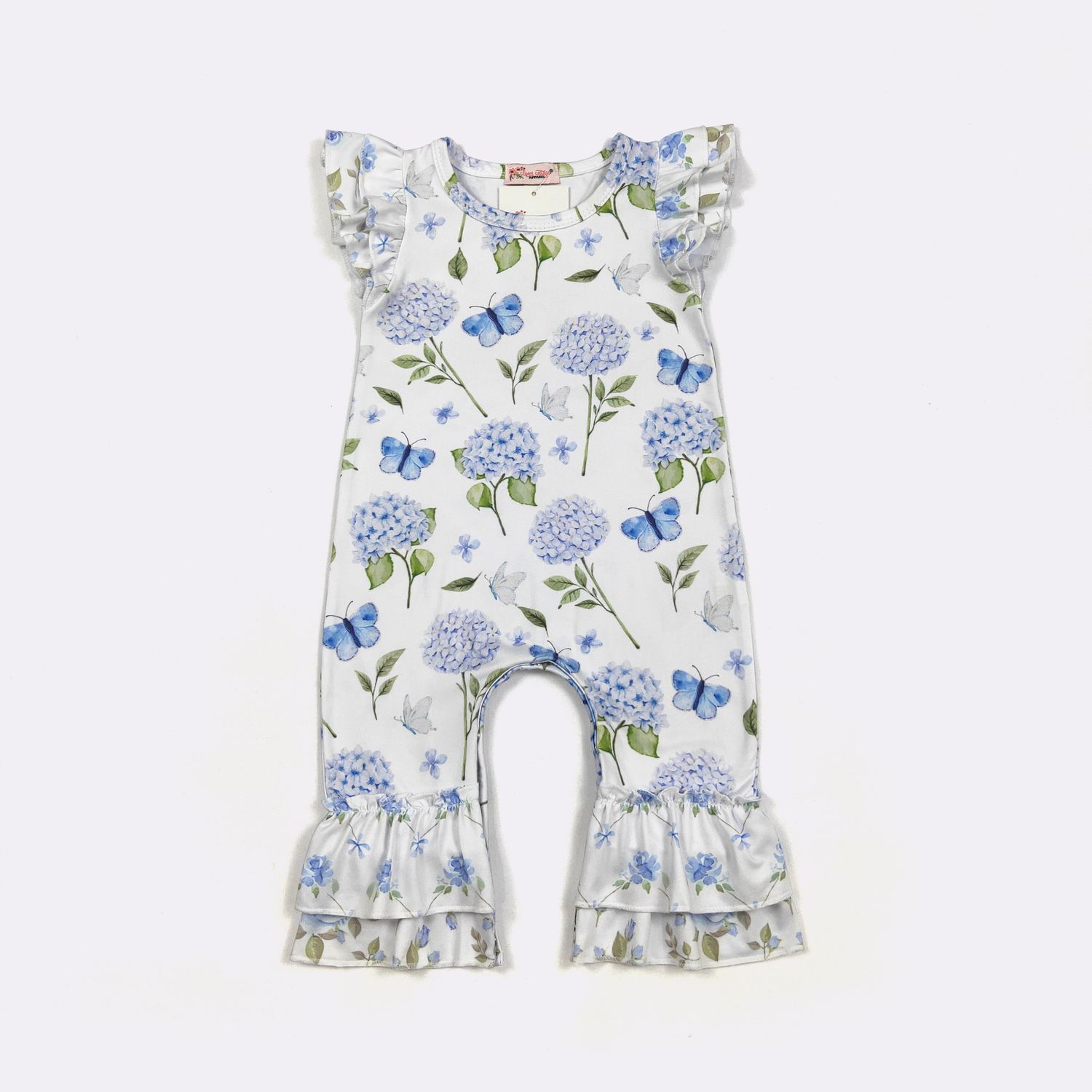 Blue Hydrangea Tier Baby Romper
