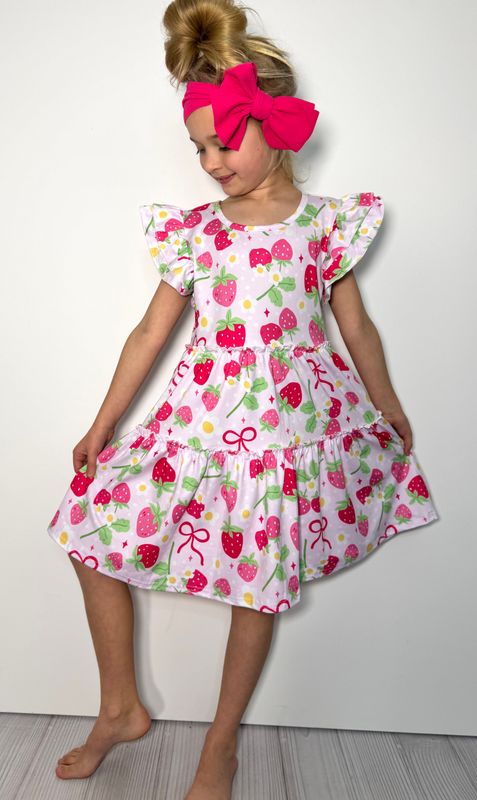 Coquette Strawberry Girls Dress