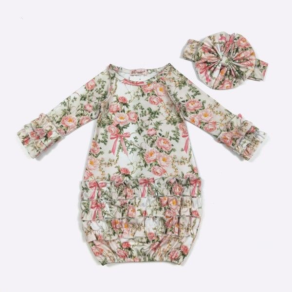 Garden Bow Baby Gown