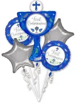 Balloon Bouquet Communion Blue