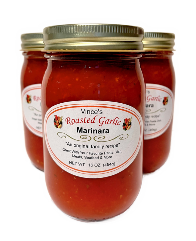 VINCE’S ROASTED GARLIC MARINARA – 16 OZ 3 PACK