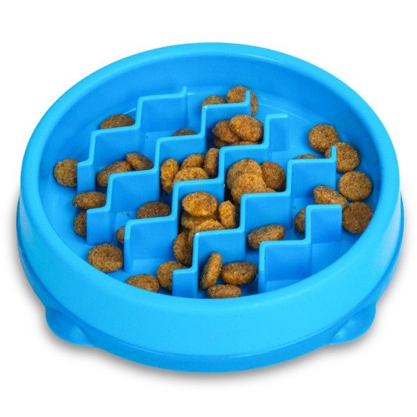 Petstages Kitty Cat Slow Feeder Bowls Healthy Eating blue SM