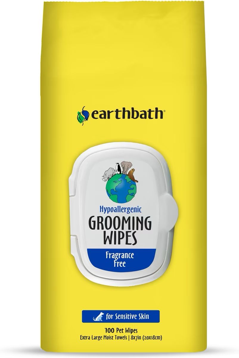 Earthbath Hypo-Allergenic Grooming Wipes, Fragrance Free 100ct
