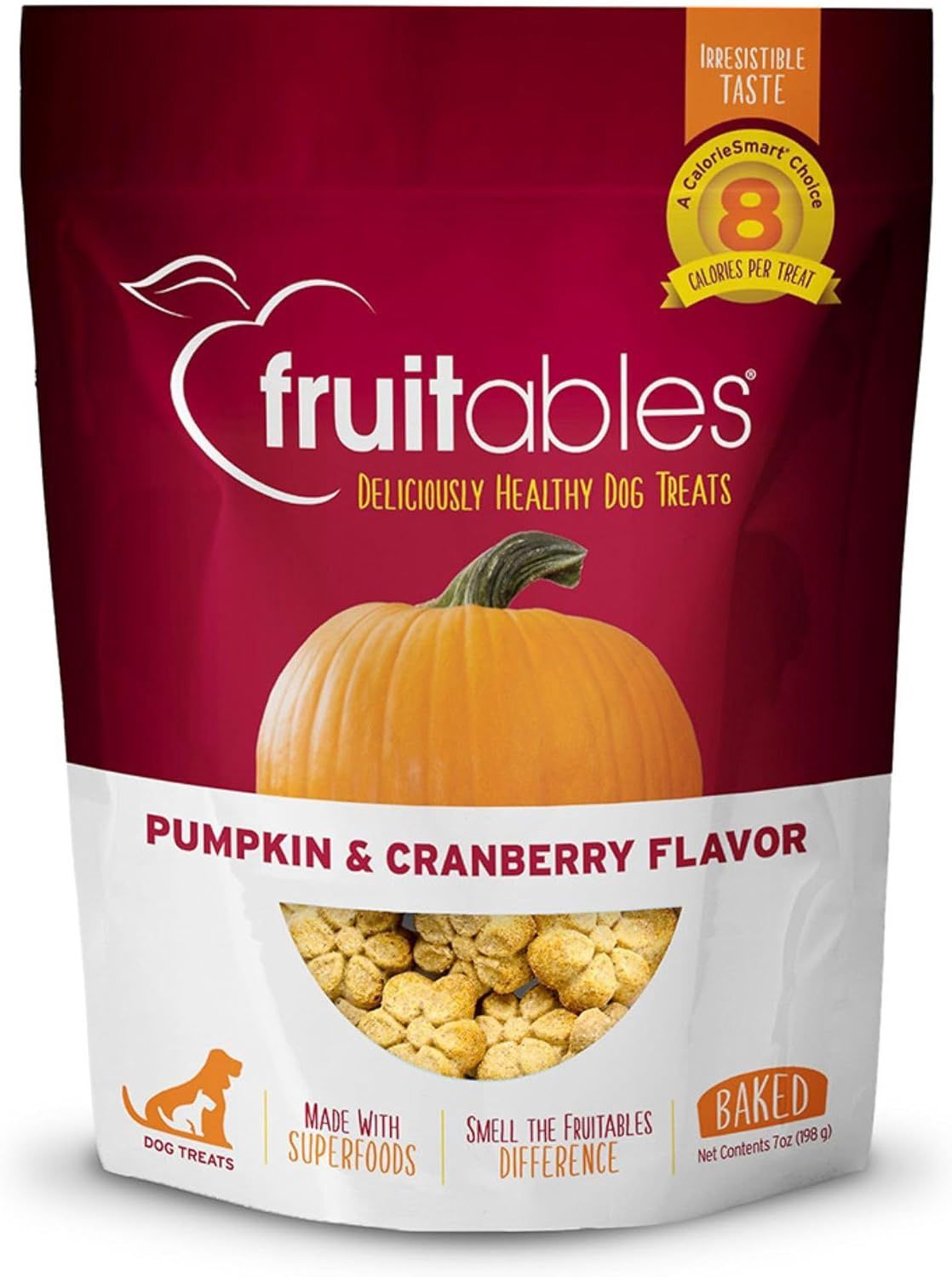Fruitables Crunchy Baked Dog Treats Pumpkin Cranberry 7oz