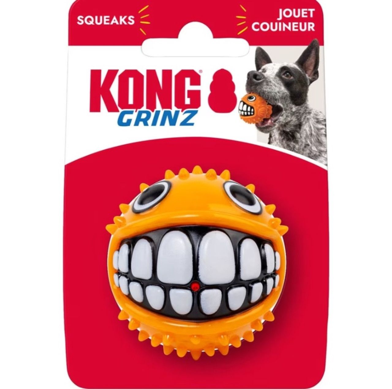 Kong Grinz Puffer Fish Dog Toy Orange Small