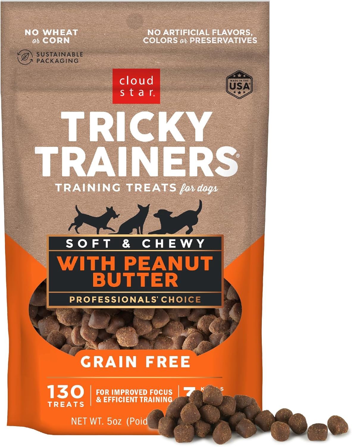 Cloud Star Tricky Trainers Chewy Grain Free Peanut Butter 5 oz.