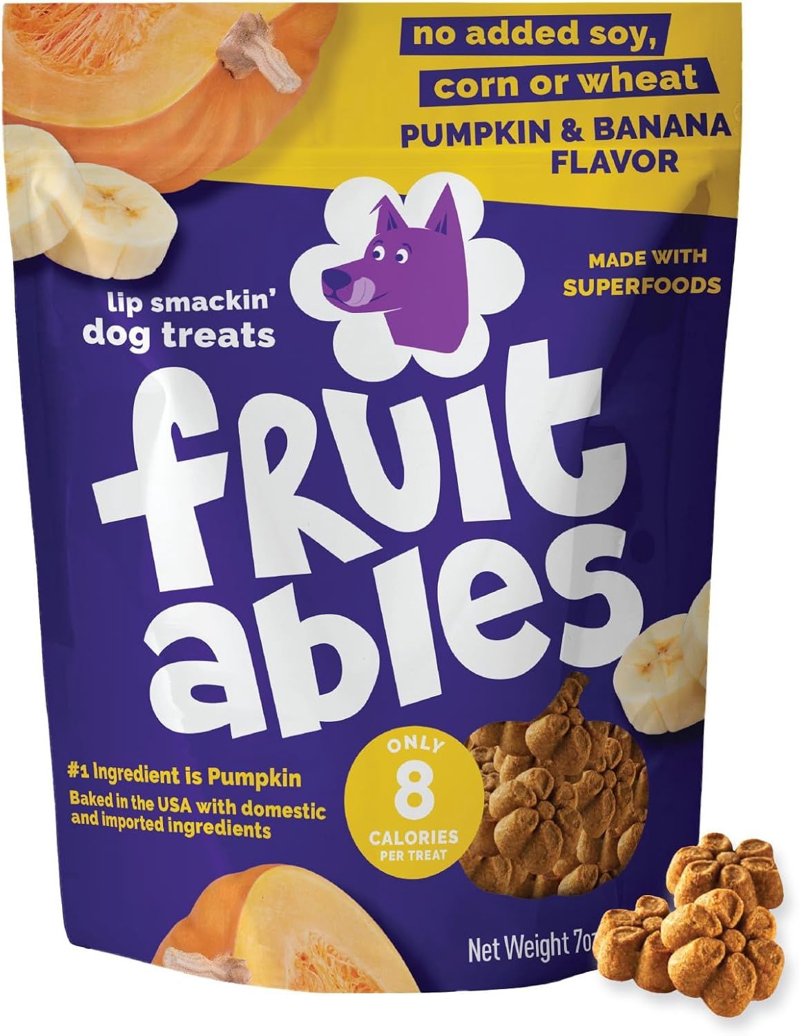 Fruitables Pumpkin &amp; Banana Flavor Baked Dog Treats 7oz