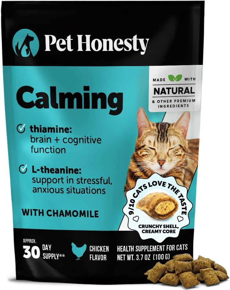 Pet Honesty Calming Supplement for Cats, Chicken Flavor, 30 Day Supply