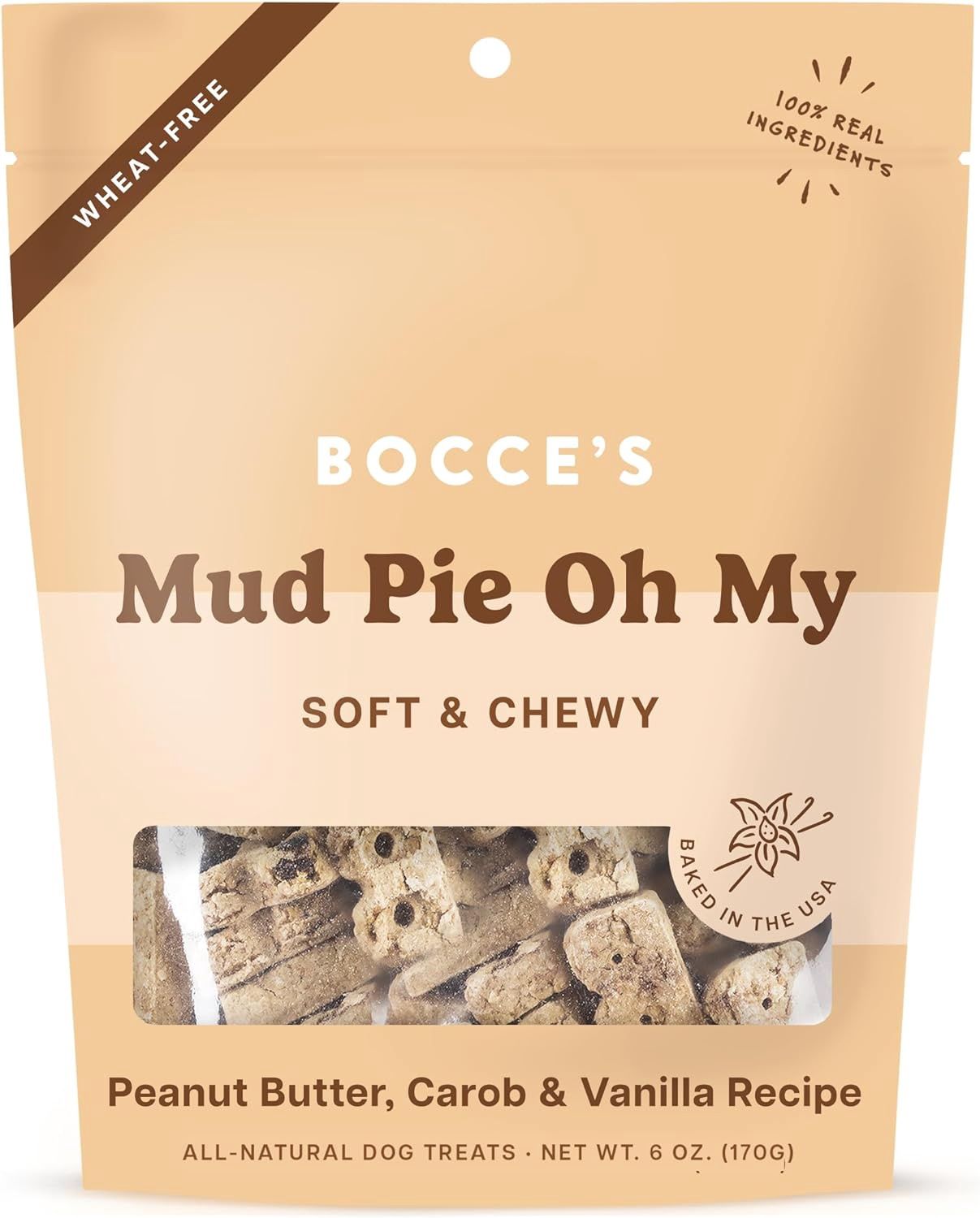 Bocce's Bakery Soft &amp; Chewy Mud Pie Oh My- Vanilla, PB Carob 6oz