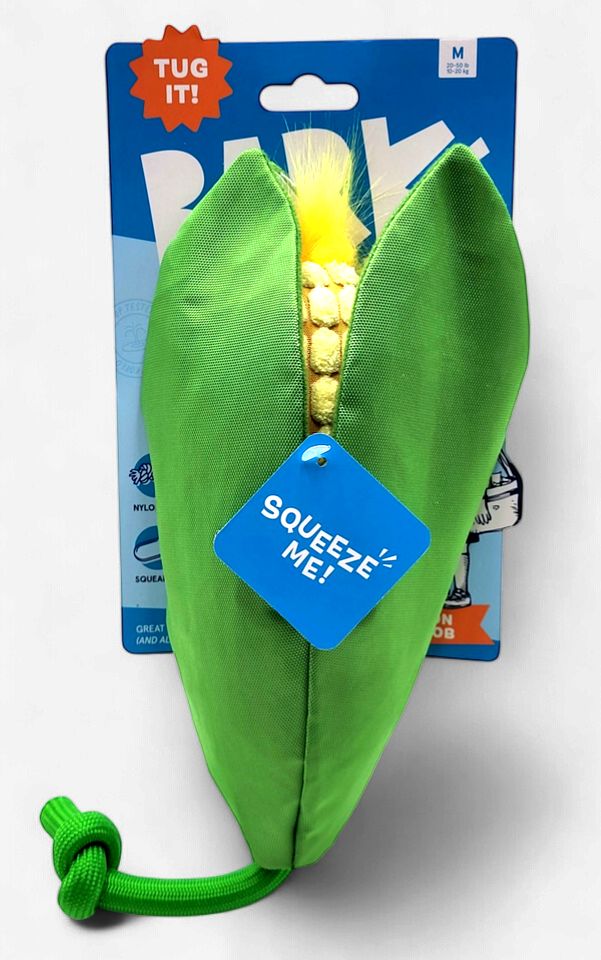 Bark Corn On The Slob Yellow Green Plush Dog Toy Medium