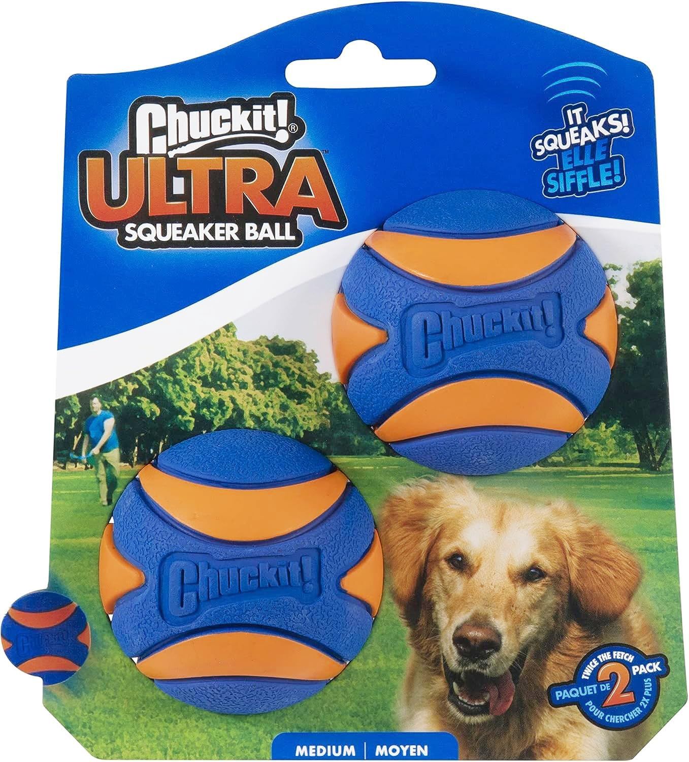 Chuckit! Ultra Squeaker Balls Dog Toy Medium 2pk