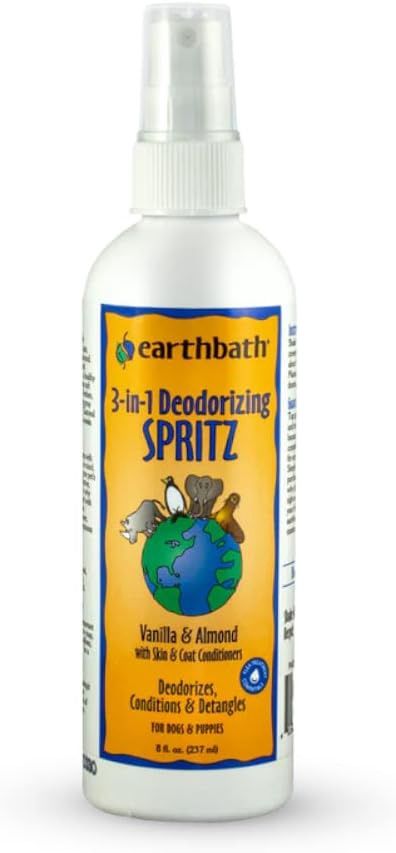 Earthbath 3-in-1 Deodorizing Spritz for Dogs, Vanilla &amp; Almond 8oz