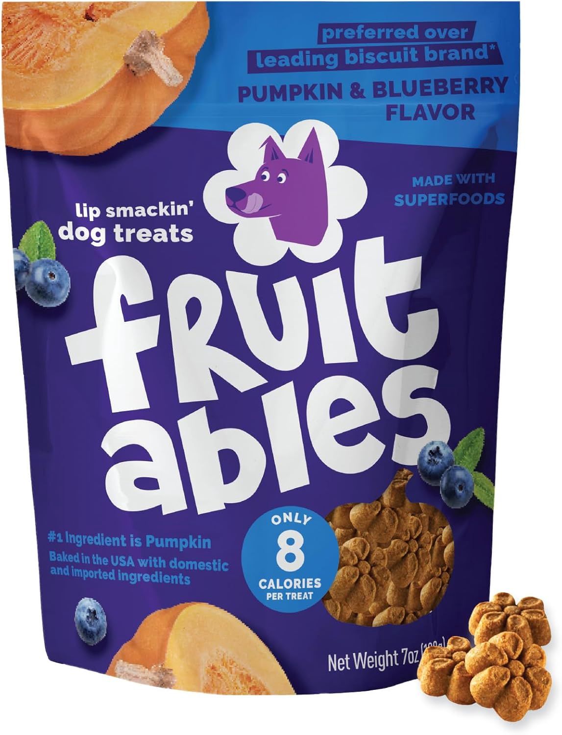 Fruitables Pumpkin &amp; Blueberry Flavor Baked Dog Treats 7oz