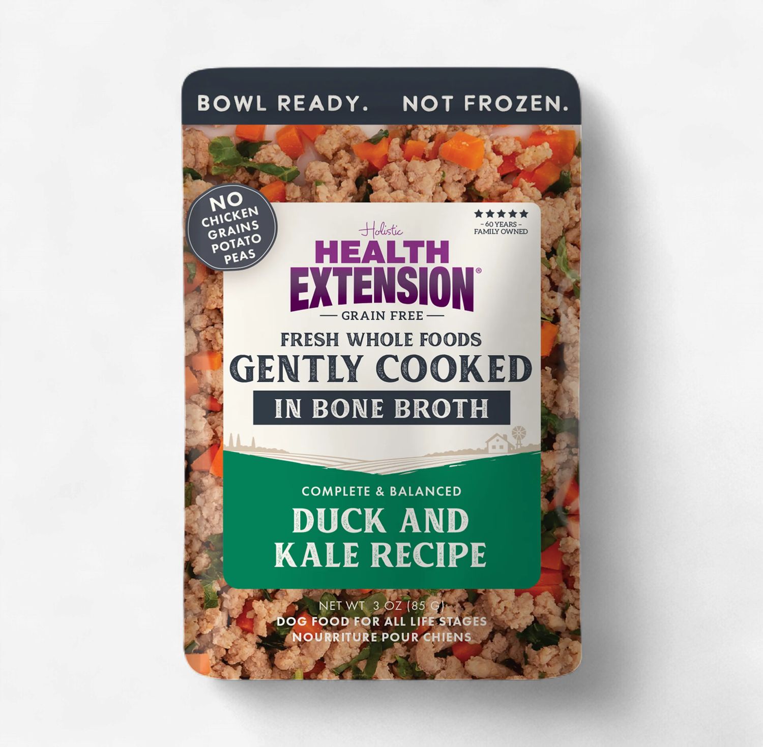 Health Extension Gently Cooked Grain Free Duck &amp; Kale Recipe Pouches for Dogs 3 oz
