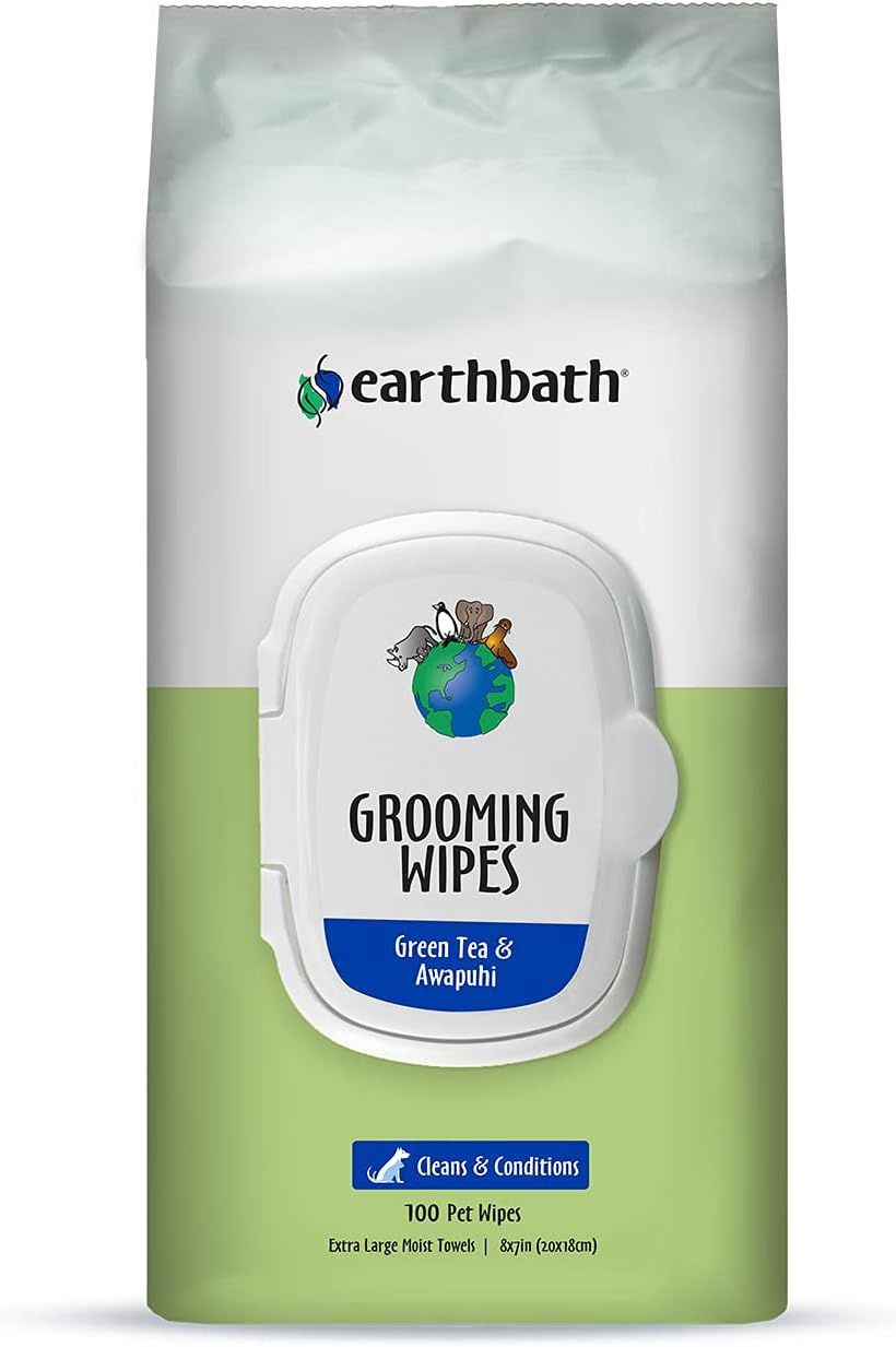 Earthbath Grooming Wipes, Green Tea &amp; Awapuhi 100ct