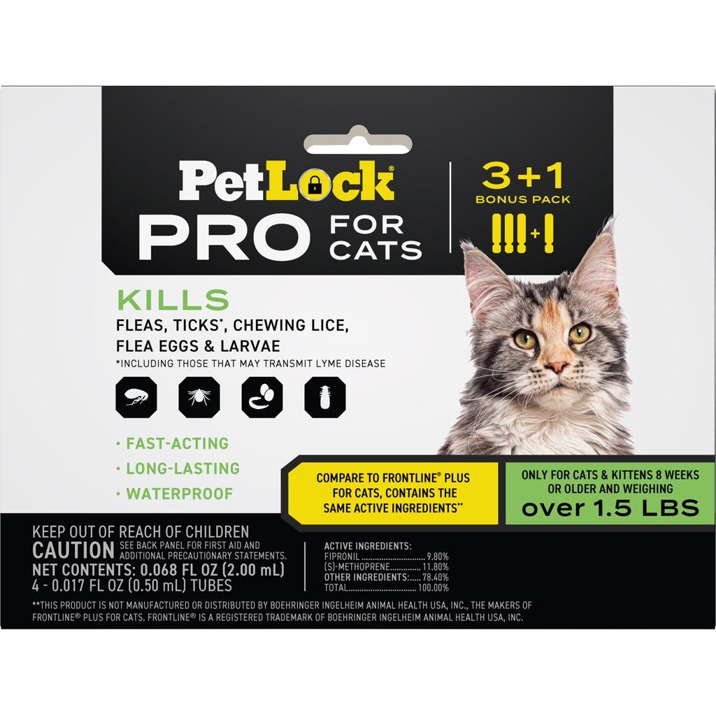 Petlock Pro Flea &amp; Tick Control For Cats 3+1CT