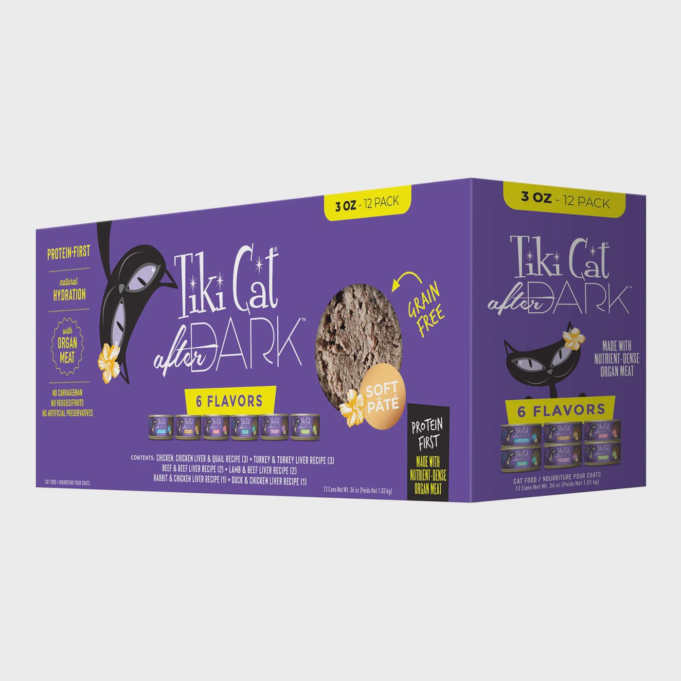 Tiki Cat Cat After Dark Canned Wet Food Pate Grain Free with Organ Meats, Duck and Chicken Liver Recipe