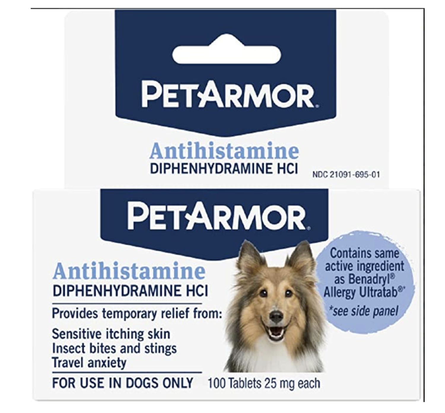 Petarmor Antihistamine Tablets For Dogs (100-pack) 25 mg Each