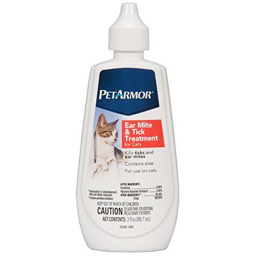 Petarmor Ear Mite and Tick Treatment for Cats, 3 Fl Oz