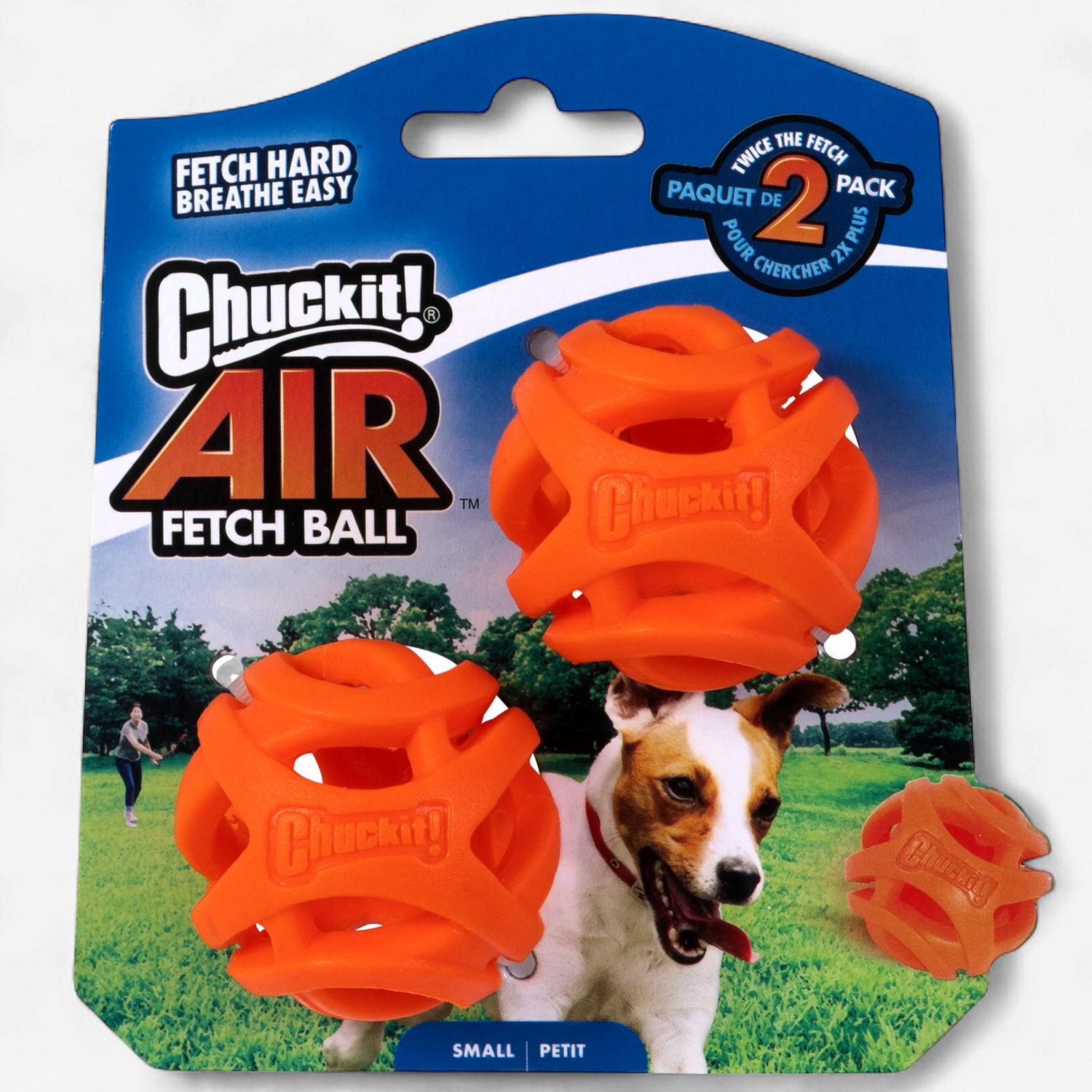 Chuckit Breathe Right Fetch Ball Dog Toy Small 2 pack