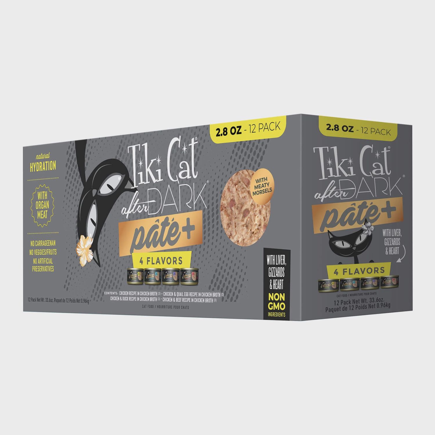 Tiki Cat after Dark pate +, 4 flavors, natural hydration, 12-pack