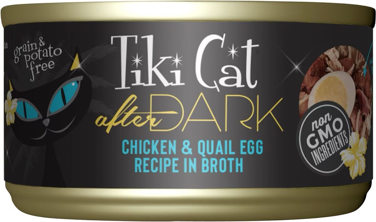 Tiki Cat After Dark Chicken &amp; Quail Egg in Broth Canned Food for Cats, 2.8 oz cans