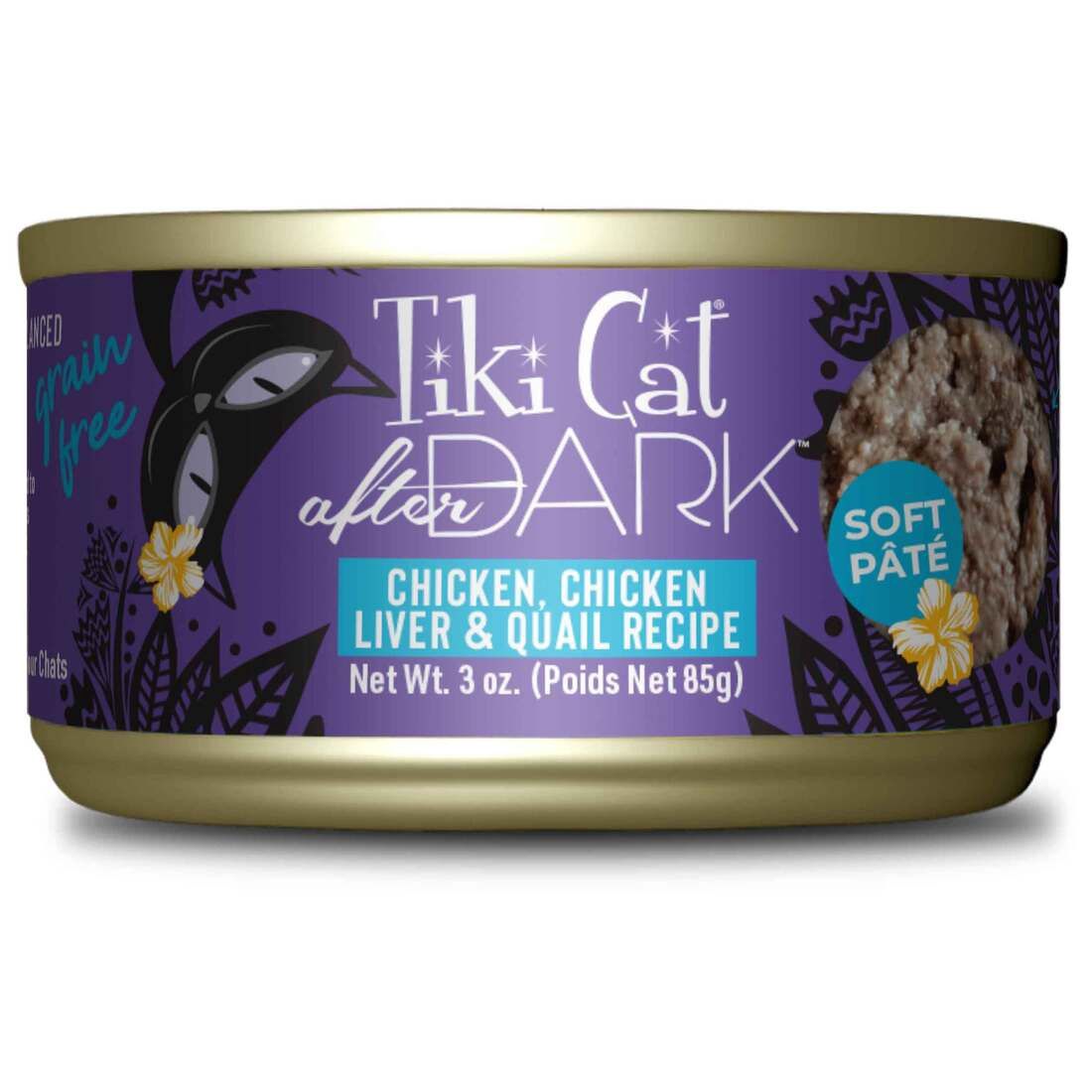 Tiki Cat After Dark Pâté, Chicken &amp; Quail Egg, High-Protein and 100% Non-GMO Ingredients, Wet Cat Food for Adult Cats, 3 oz.