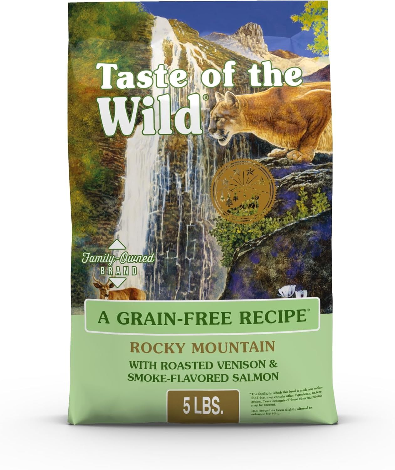 Taste of the Wild Grain-Free Rocky Mountain Feline Recipe w/ Roasted Venison &amp; Smoke-Flavored Salmon Dry Cat Food 5lbs