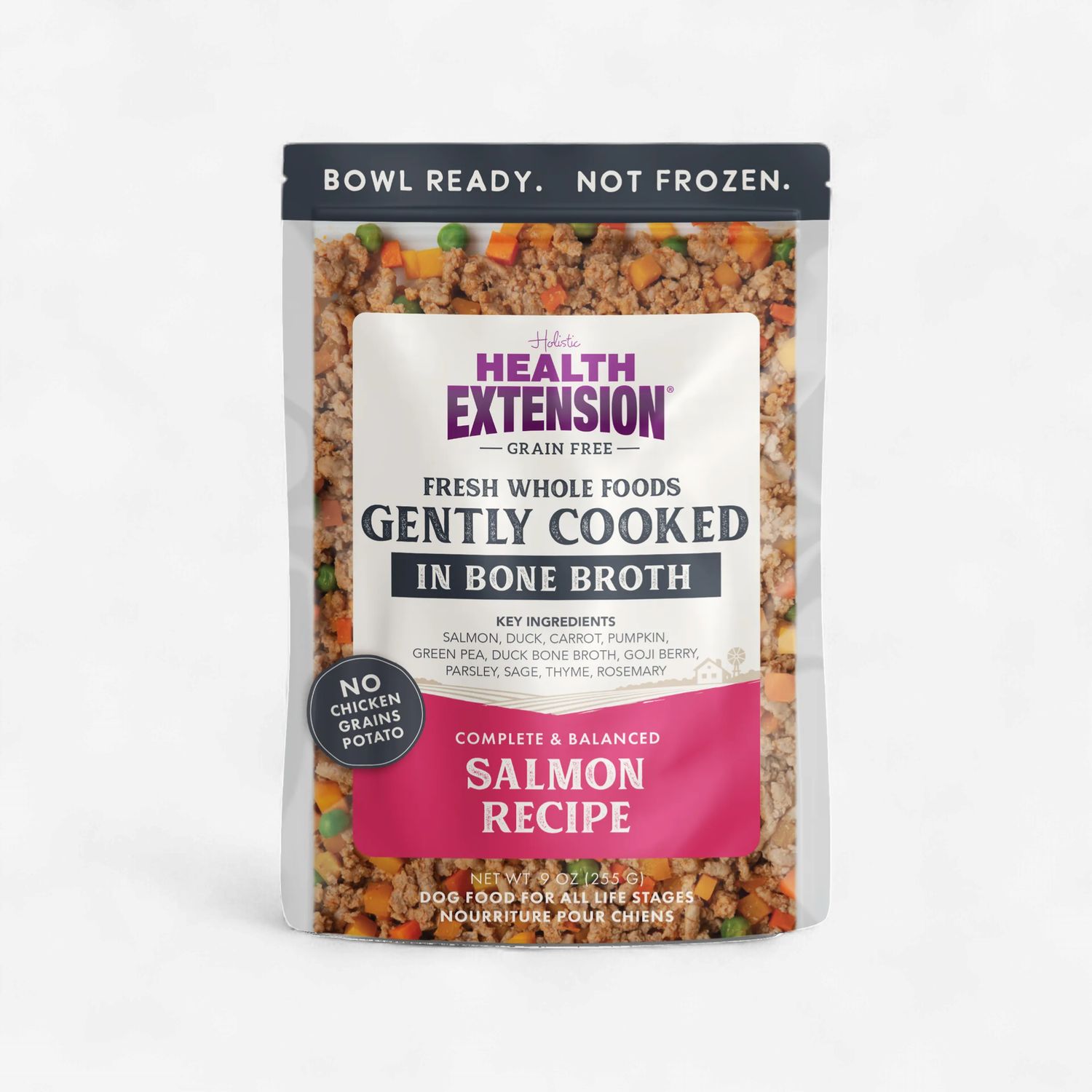 Health Extension Gently Cooked Grain Free Salmon Recipe 9oz Pouches for Dogs