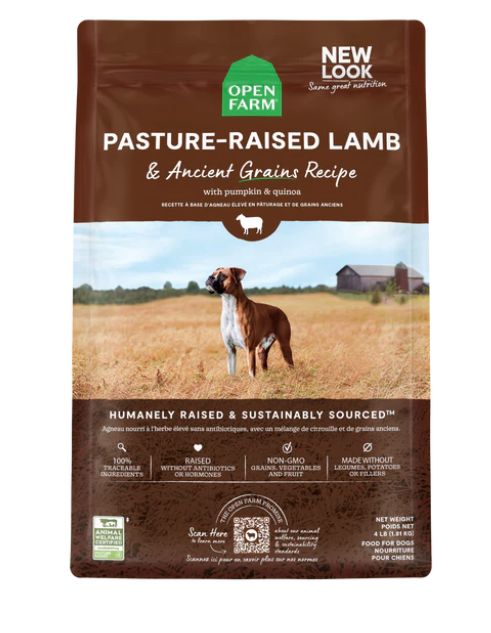 Open Farm Pasture Raised Lamb &amp; Ancient Grains Recipe Kibble For Dogs 11lb Bag
