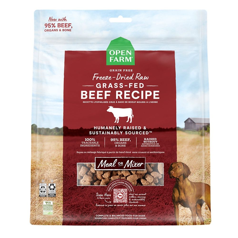 Open Farm Grain Free Grass-Fed Beef Recipe Freeze-Dried Raw Dog Food 3.5 oz