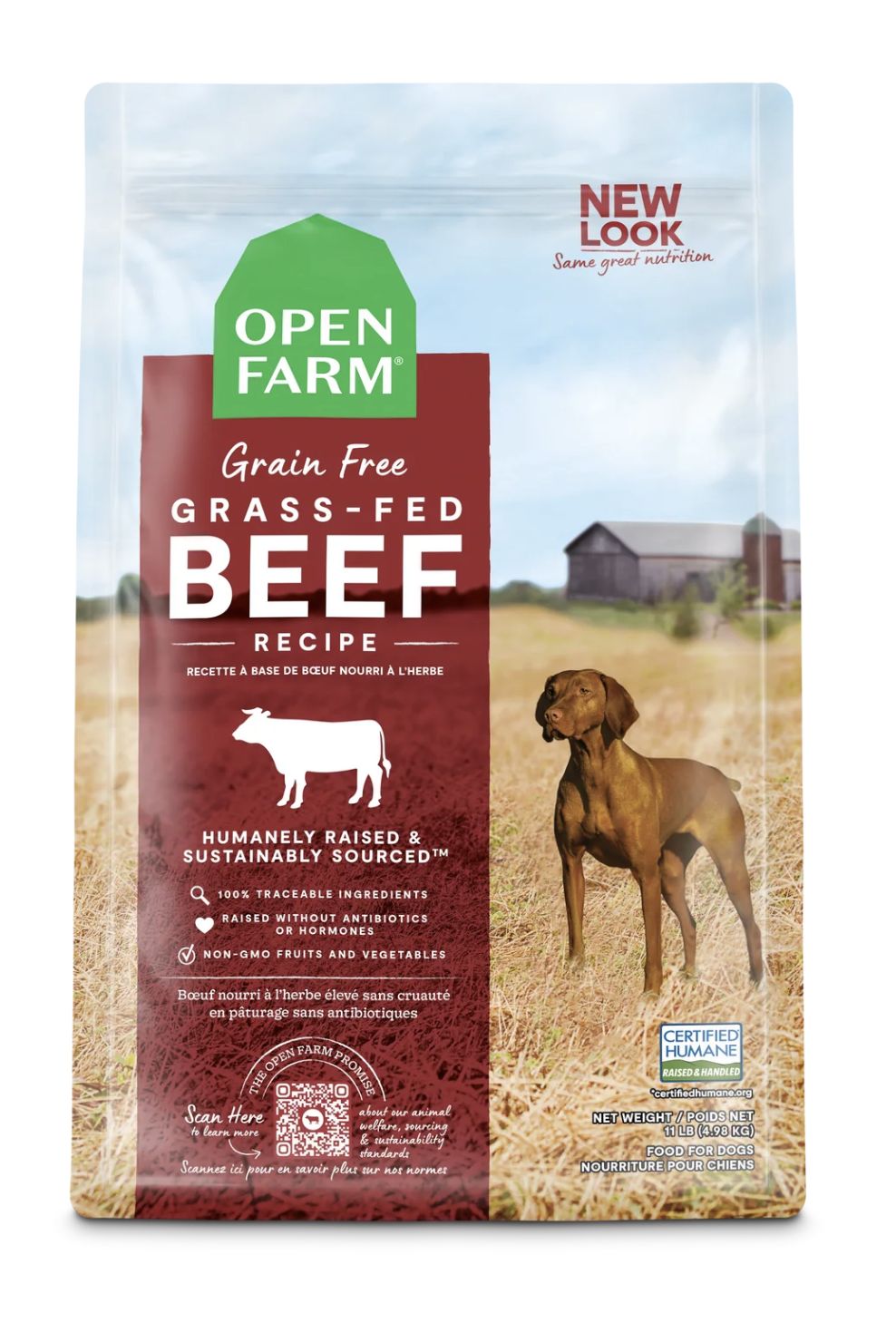 Open Farm Grass-Fed Beef Grain Free Kibble For Dogs 4lb Bag