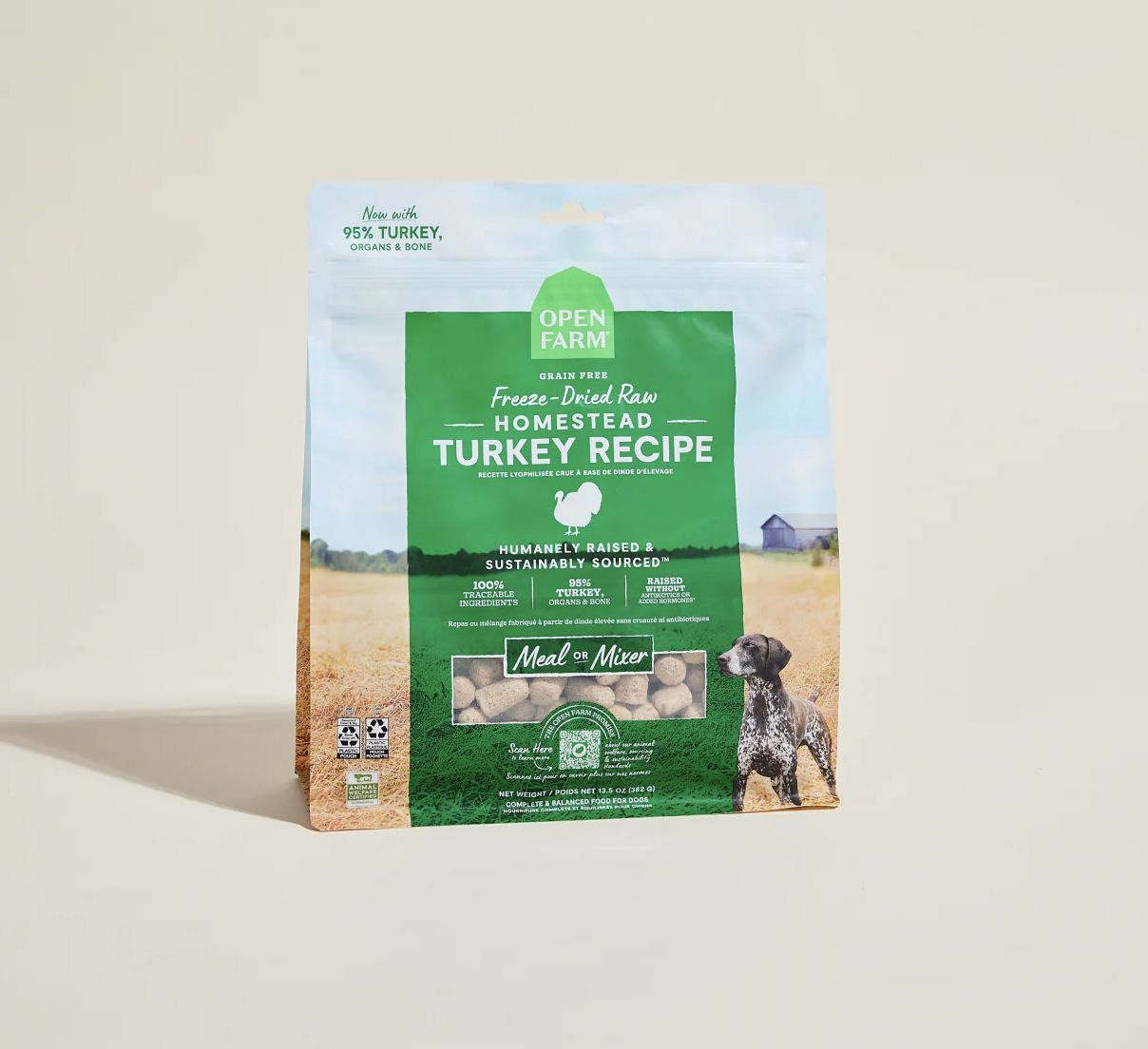 Open Farm Grain Free Homestead Turkey Recipe Freeze-Dried Raw Dog Food 13.5