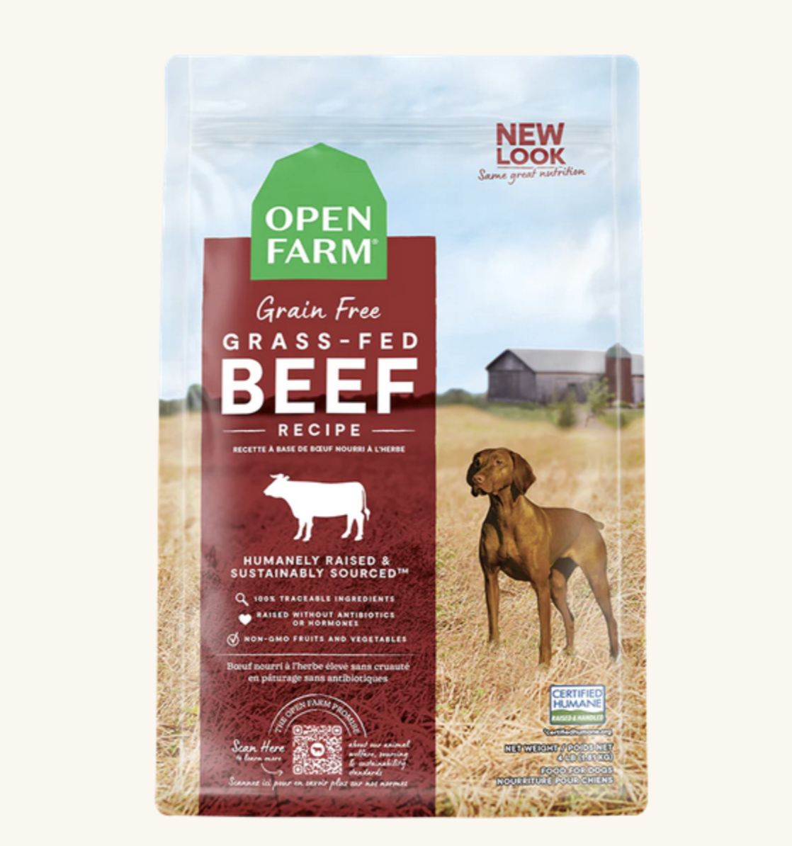Open Farm Grass-Fed Beef Grain Free Kibble For Dogs 22lb Bag