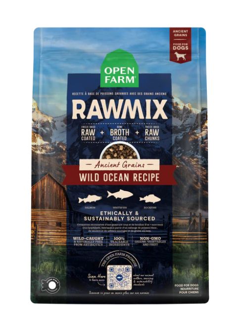 Open Farm Rawmix Wild Ocean Ancient Grain Kibble For Dogs 20lb Bag