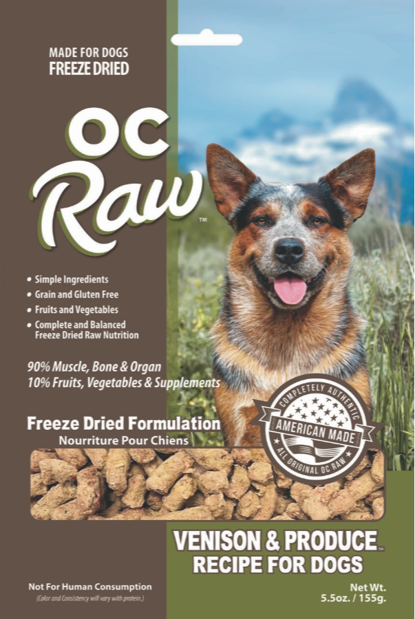 OC Raw Freeze Dried Rox Venison Produce Dog Food 5.5OZ