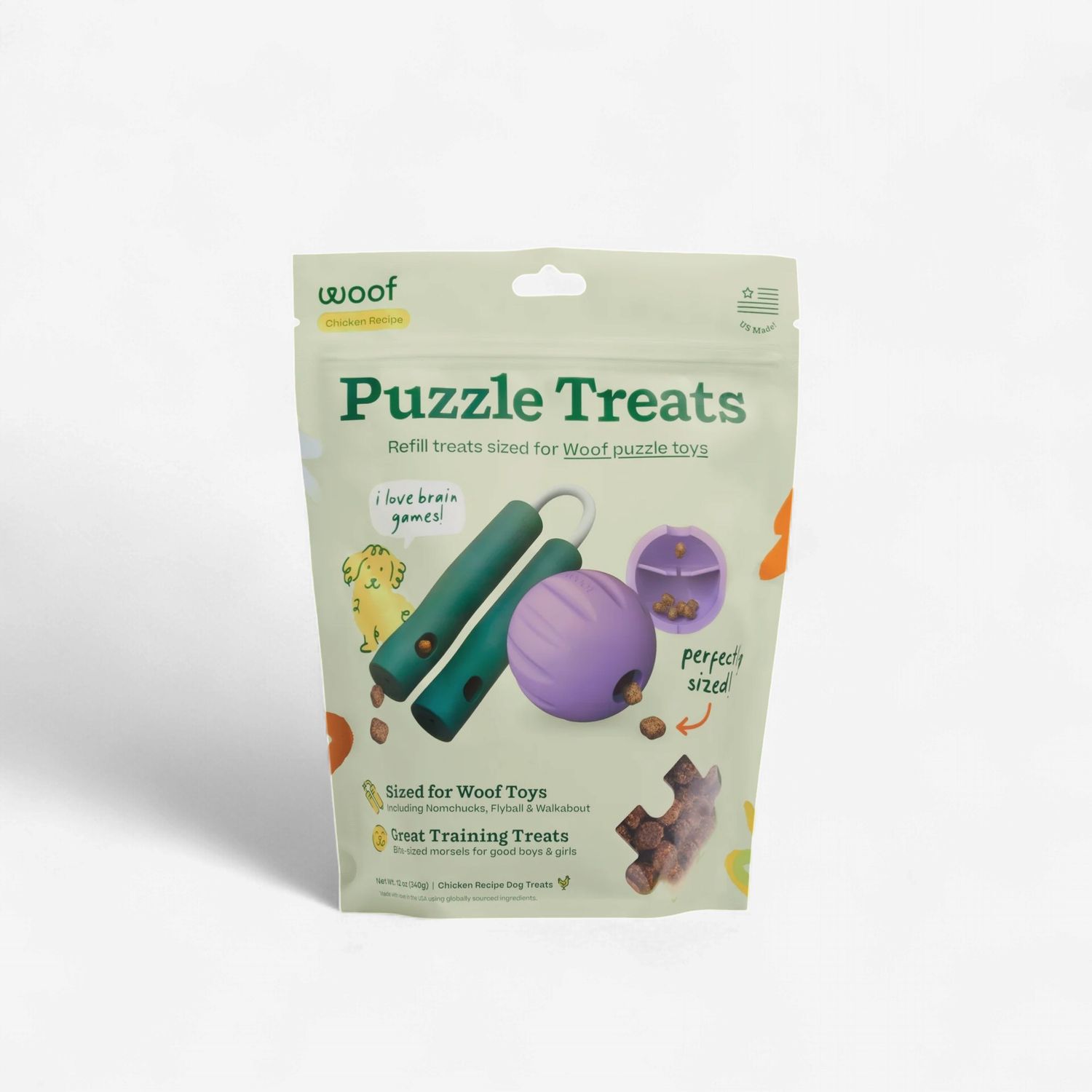 Woof Pet Puzzle Chicken Recipe Dog Treats, 5-oz